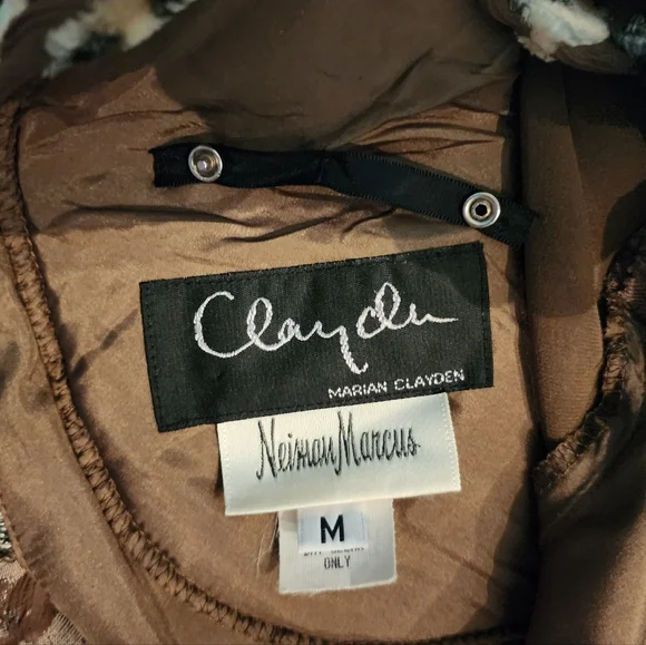 Marian Clayden Neiman Marcus Dress Cut Silk & Velvet Burnout Maxi Tan Size M - Picture 15 of 17